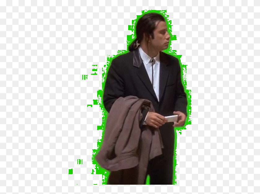399x565 Confused Travolta Gif Transparent Transparent John Travolta Gif, Suit, Overcoat, Coat HD PNG Download