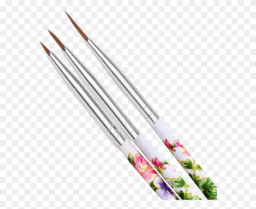 585x626 Conjunto 3 Pinceis Florais Paint Brush, Pen, Sword, Blade HD PNG Download