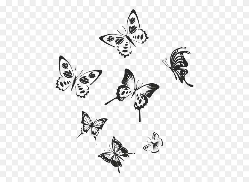 467x556 Descargar Png Conjunto De Mariposas Papilio Machaon, Graphics, Diseño Floral Hd Png