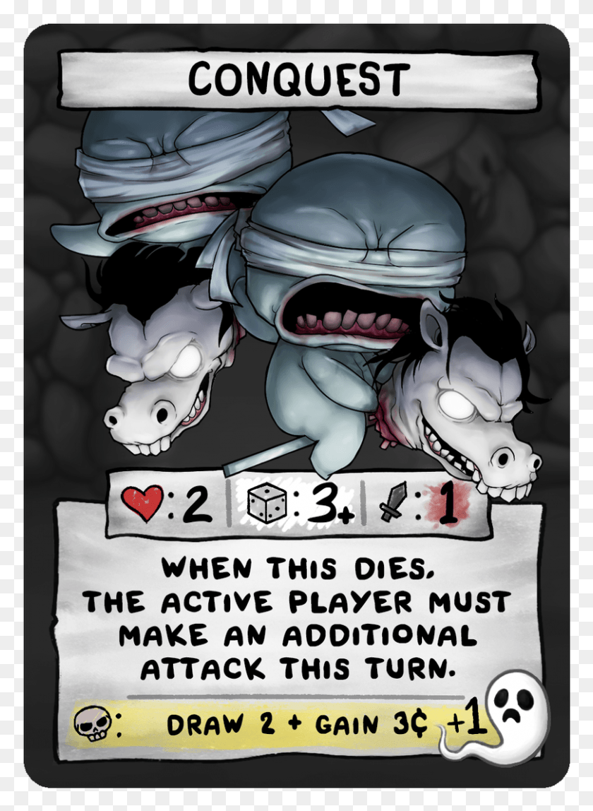 809x1129 Conquest Horsemen 54 Binding Of Isaac Four Souls Sloth Card, Helmet, Clothing, Apparel HD PNG Download