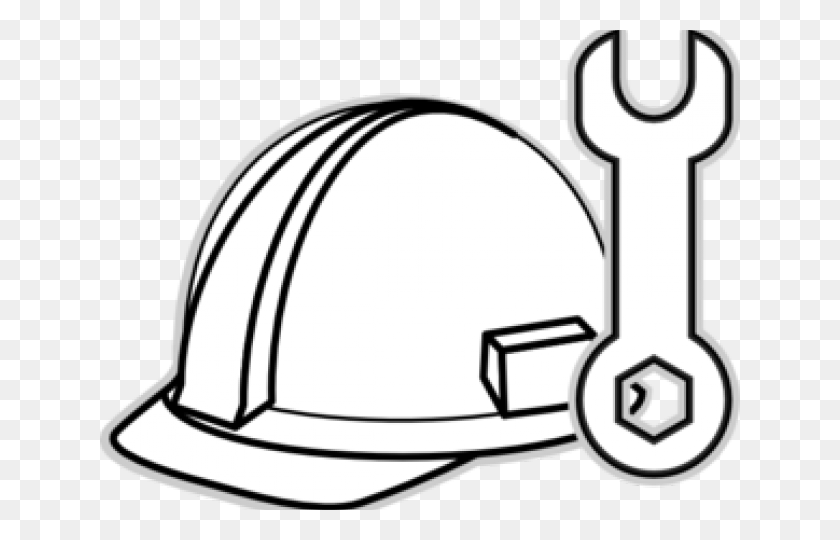 640x480 Construction Clipart Hard Hat Construction Clipart Black And White, Clothing, Apparel, Helmet HD PNG Download