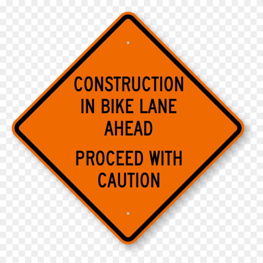 800x800 Construction In Bike Lane Ahead Caution Sign Bridge Closed Ahead Sign, Road Sign, Symbol HD PNG Download