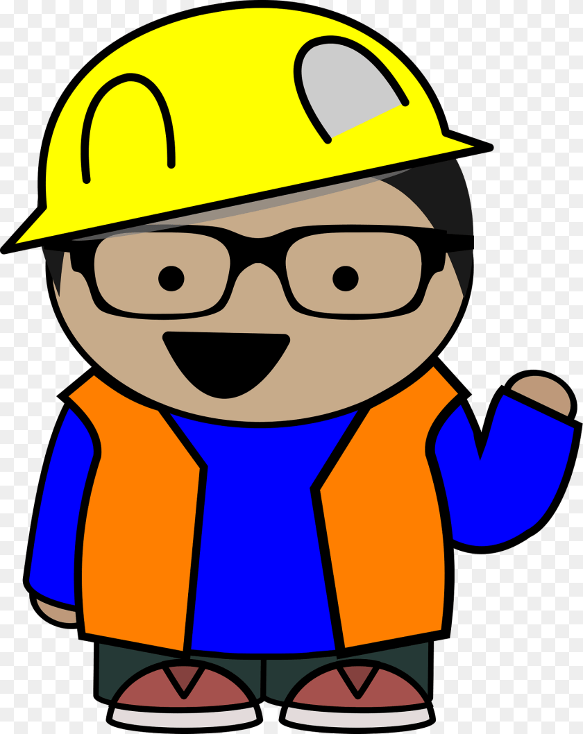 Construction Kid With Eyeglasses Clipart, Clothing, Hardhat, Helmet, Baby Sticker PNG