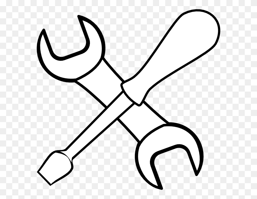 600x592 Construction Tools Clipart Black And White Tools Clipart Black And White, Stencil, Tool, Hook HD PNG Download