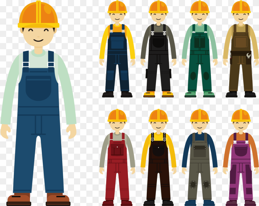 1119x893 Construction Worker With Overalls Cartoon Construction Workers, Pants, Clothing, Hardhat, Helmet Clipart PNG