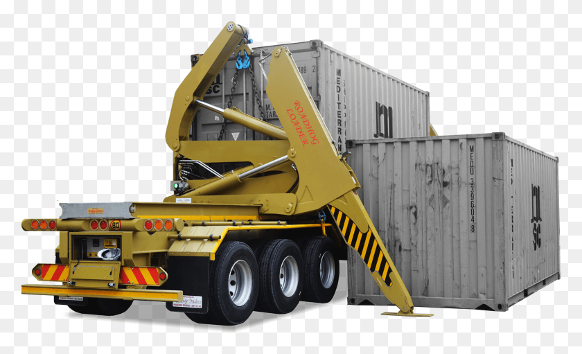 1559x903 Container Side Loader Double Stacking 20ft Containers Crane, Vehicle, Transportation, Tire HD PNG Download