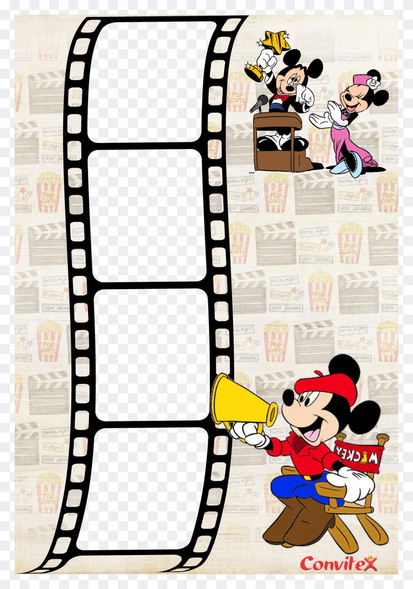 1214x1772 Descargar Png Convite Ou Frame Mickey Cinema Convitex Minnie Mouse Coloriage Mickey Et Minnie, Text, Collage, Poster Hd Png