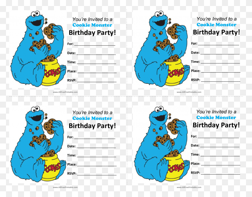 3121x2398 Cookie Monster Birthday Invitations Main Image, Label, Text, Comics HD PNG Download