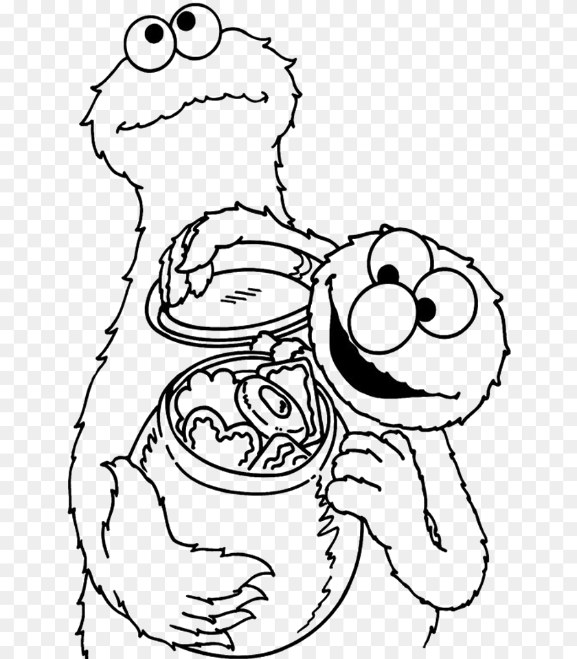 Cookie Monster Coloring Pages And Elmo Cookie Monster And Elmo Drawings, Stencil, Person Sticker PNG