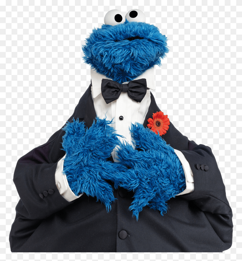1076x1166 Cookie Monster In A Suit, Clothing, Apparel, Person HD PNG Download