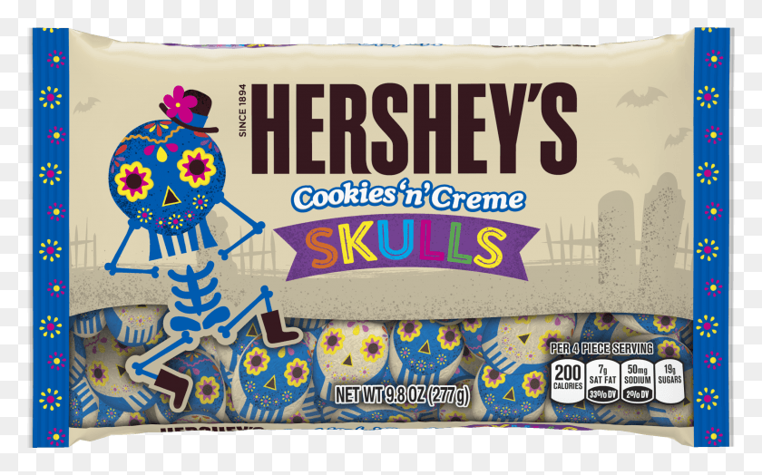 2549x1517 Cookies39 N39 Creme Skulls Hershey Halloween Chocolate, Label, Text, Food HD PNG Download