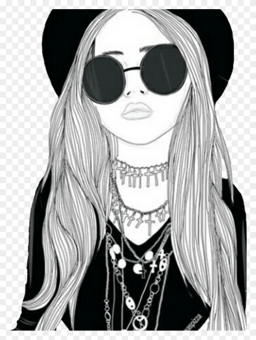 1024x1384 Cool Hipster Lentes Render Cute Prettygirl Sketch Of A Girl Wearing Glasses, Sunglasses, Accessories, Accessory HD PNG Download