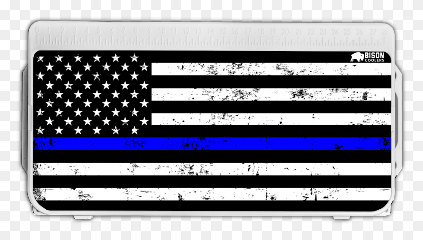 905x484 Descargar Png Cooler Accessories Bison Thin Blue Lives Matter Flag, Número, Símbolo, Texto Hd Png