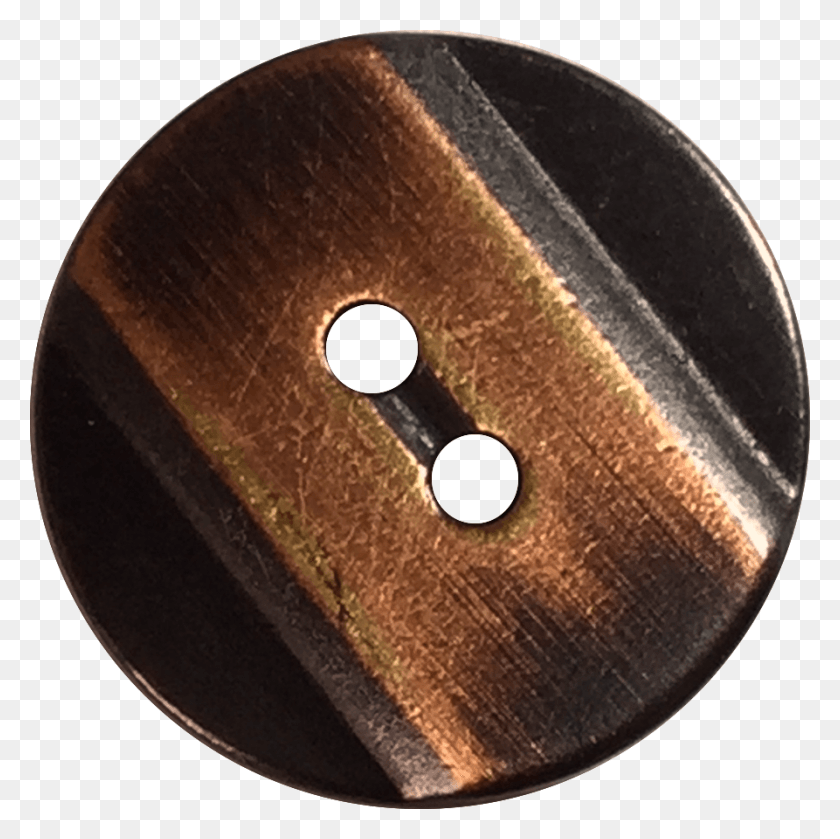 893x892 Copper Stripe On Black Button 58 Or 1116 Round The Wood, Hole, Cowbell HD PNG Download