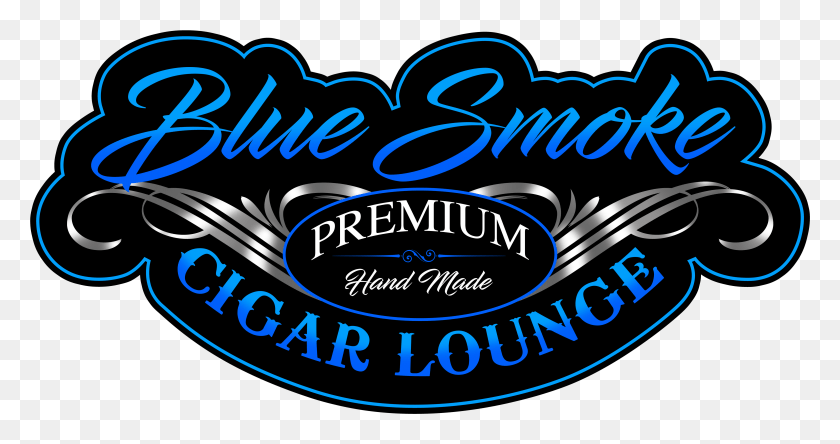 4715x2325 Descargar Png Blue Smoke Cigar Lounge Caligrafía, Texto, Etiqueta, Logotipo Hd Png