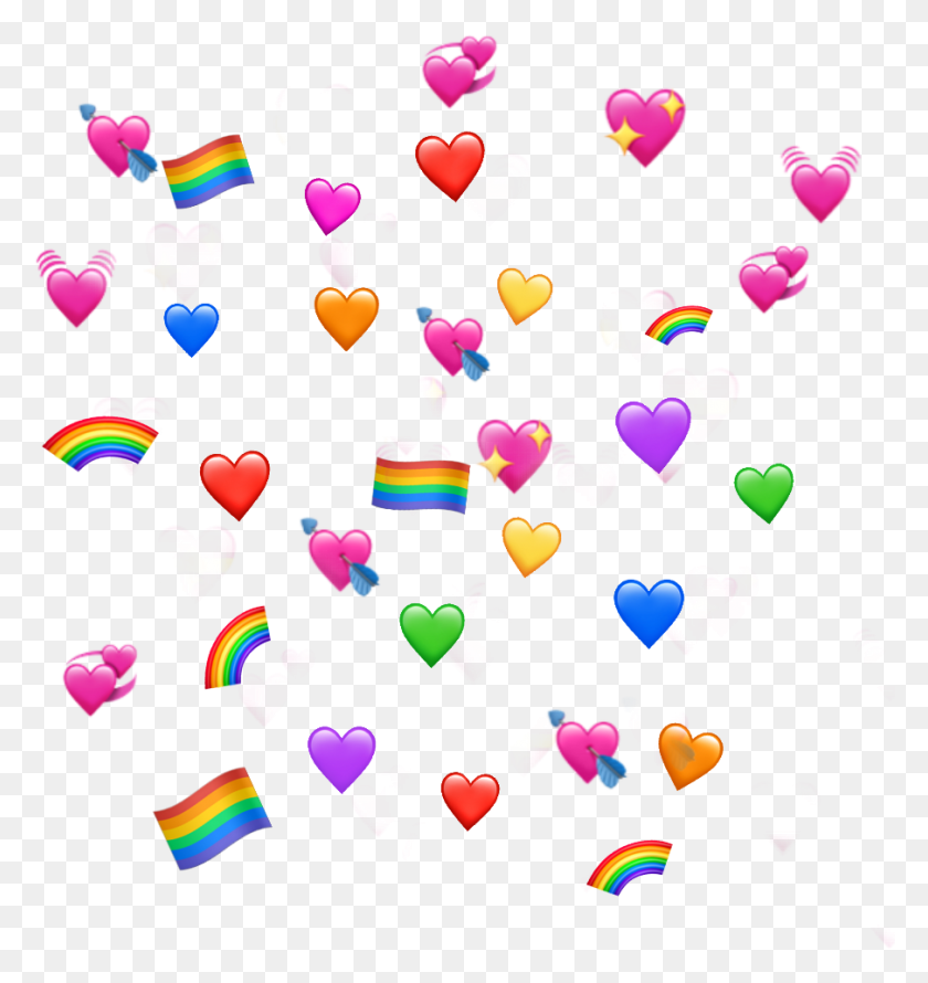 904x963 Corazones Corazn Banderita Lgbt Arcoiris Heart Emoji Meme Прозрачный, Конфетти, Бумага Hd Png Скачать