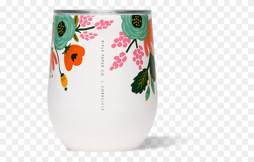 530x477 Corkcicle X Rifle Paper 12 Oz Stemless Cream Lively Poppy, Jar, Tin, Can HD PNG Download