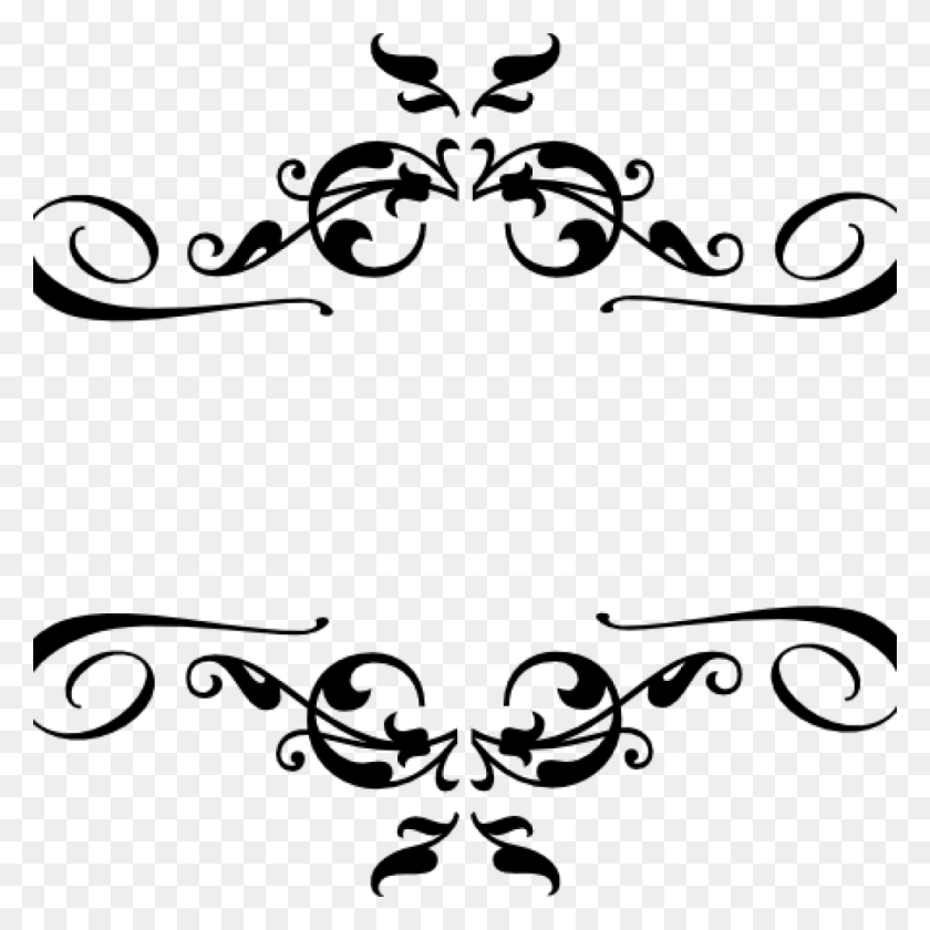 1024x1024 Corner Border Clipart Black Heart And Bows Corner Borders Floral Border Black And White, Gray, World Of Warcraft HD PNG Download