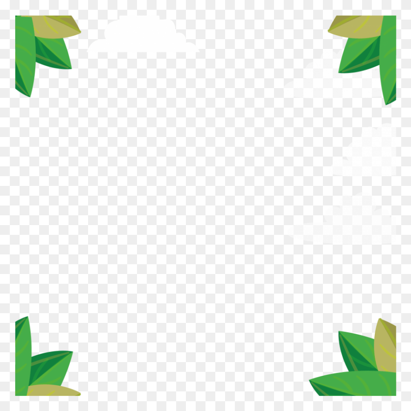 816x817 Угловая Рамка Зеленый Фон Угол, Лист, Растение, Дерево Hd Png Скачать