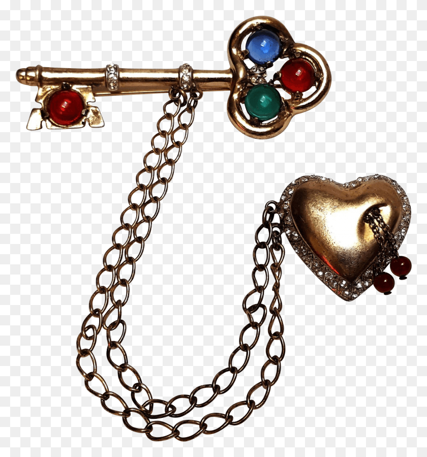 1625x1750 Coro Craft Sterling Key And Bleeding Heart Chatelaine Earrings, Accessories, Accessory, Bracelet HD PNG Download