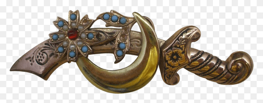 885x308 Coro Scimitar Sterling Shriners Pin Sword Sabre, Bronze, Jewelry, Accessories Descargar Hd Png