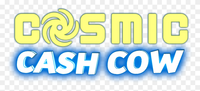 952x397 Cosmic Cash Cow Logo Majorelle Blue, Text, Word, Symbol HD PNG Download