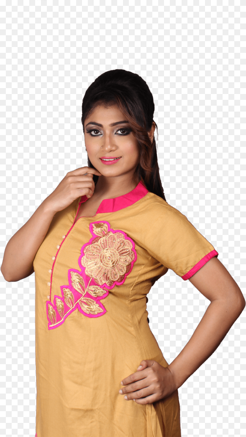 1017x1801 Cotton Embroidered Kurti Photo Shoot, Adult, Person, Hand, Formal Wear PNG