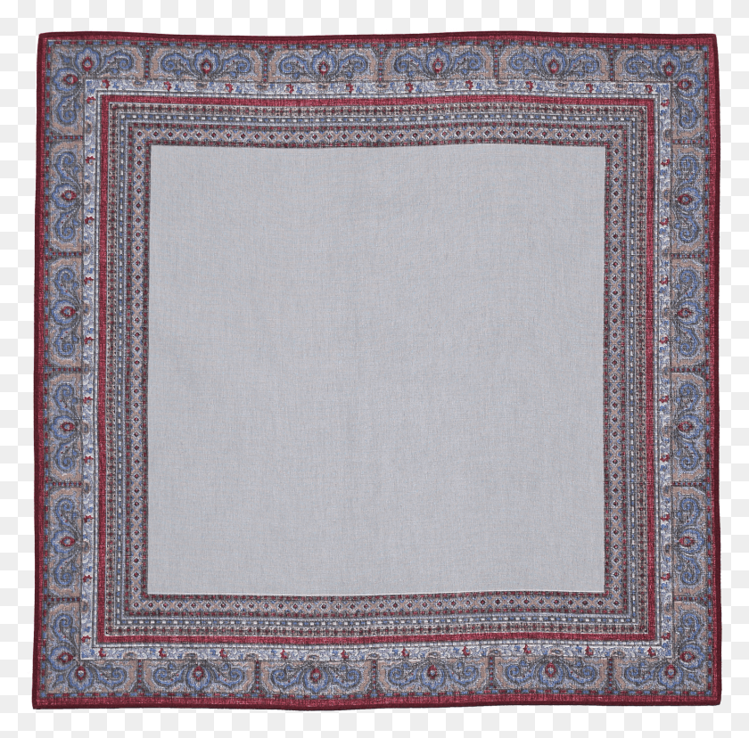1482x1461 Cotton Pocket Square Grey Paisley Border Carpet, Rug Descargar Hd Png