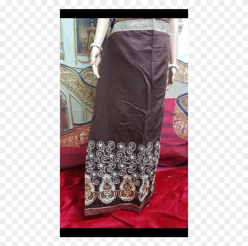 435x774 Cotton Saree Fancy With Embroidery Coffee Brown Colour Overskirt, Clothing, Apparel, Female HD PNG Download