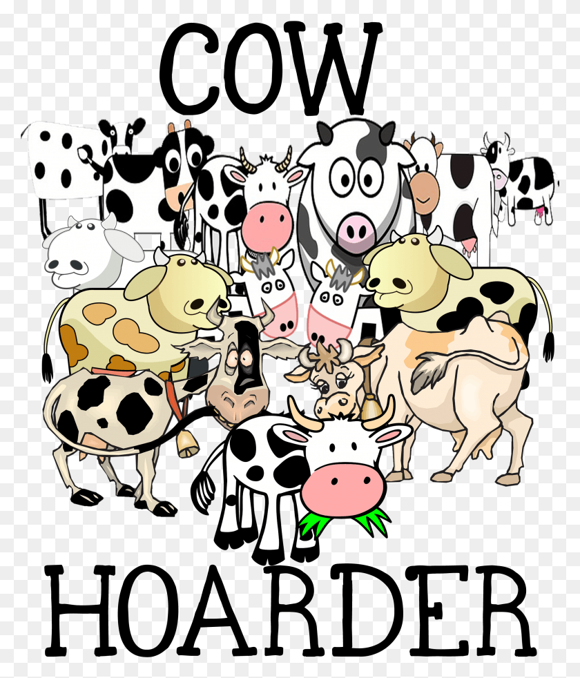 2551x3017 Cotton T Shirt With Funny Cow Hoarder Design Cartoon, Label, Text, Poster HD PNG Download