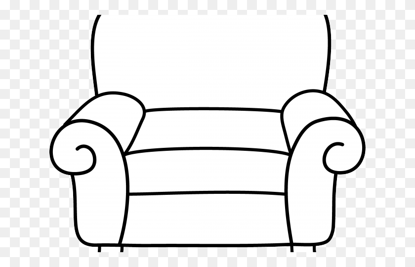 640x480 Couch Clipart House Furniture Couch Clipart Black And White, Chair, Armchair, Cushion HD PNG Download