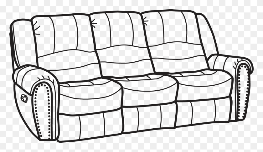 1423x782 Couch Clipart Side View Sofa Clip Art Black And White, Pillow, Cushion, Clothing HD PNG Download