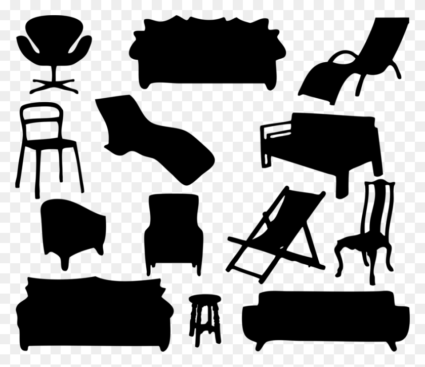 879x750 Couch Furniture Chair Table Silhouette Furniture Black And White, Outdoors, Nature, Outer Space HD PNG Download