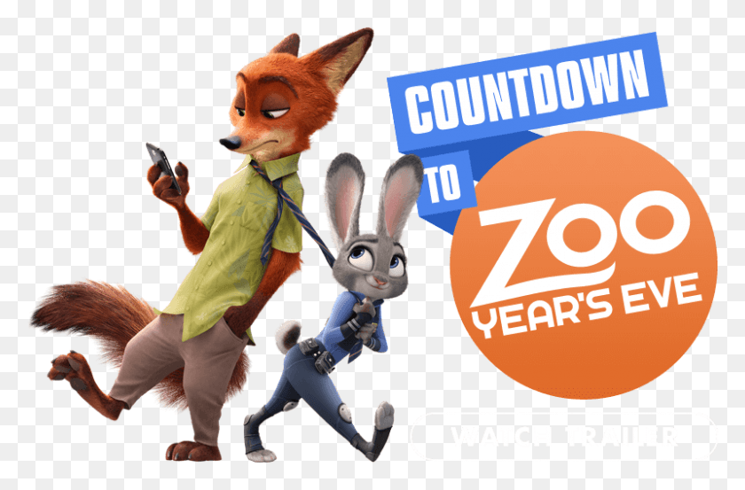 799x506 Countdown To Zoo Year39s Eve Nick Wilde And Judy Hopps, Advertisement, Poster, Flyer HD PNG Download