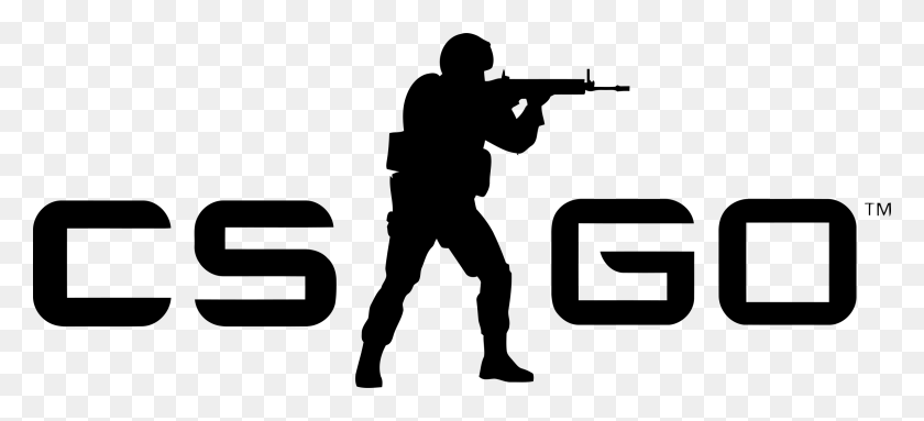 2400x996 Counter Strike Global Offensive 2 Logo Black And White Cs Go Logo, Gray, World Of Warcraft HD PNG Download