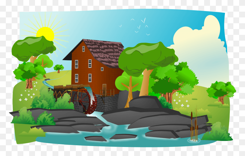 2400x1470 Country Clipart Countryside Cute Borders Vectors Country Side Clipart, Shelter, Rural, Building HD PNG Download
