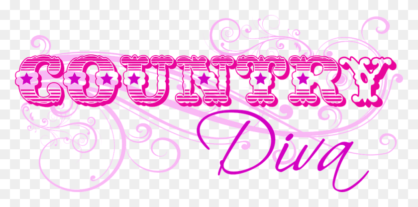 960x439 Descargar Png Country Diva Pink Purple Girly Tipografía Gráfico País Cumpleaños Marco Transparente, Gráficos, Diseño Floral Hd Png