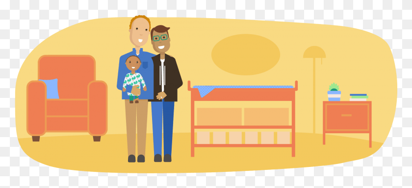 1911x795 Couple Holding Their Infant In A Nursery Illustration, Standing, Graphics Descargar Hd Png
