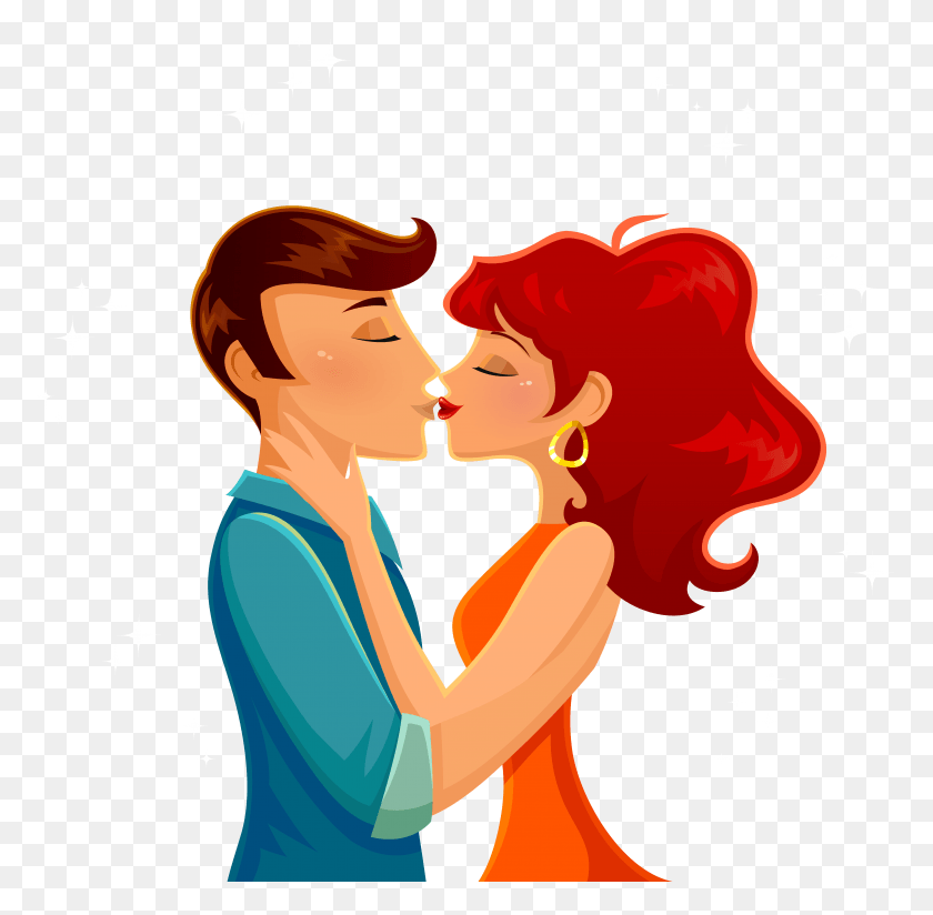 4268x4183 Couple Kiss Cartoon, Make Out, Dating, Hug HD PNG Download