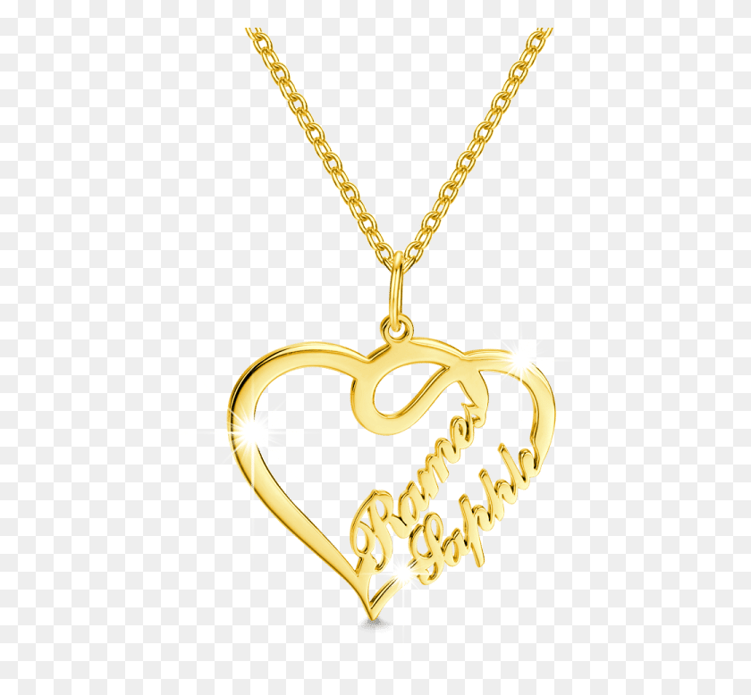 482x718 Couple Name Necklace Gold Pendant, Locket, Jewelry, Accessories Descargar Hd Png