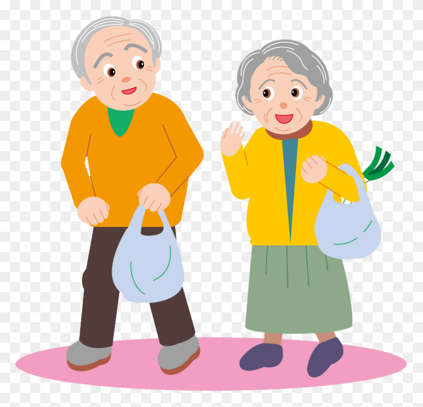 850x816 Couple Old Age Drawing Art Child Image With Elders Clipart, Person, Human, Clothing Descargar Hd Png