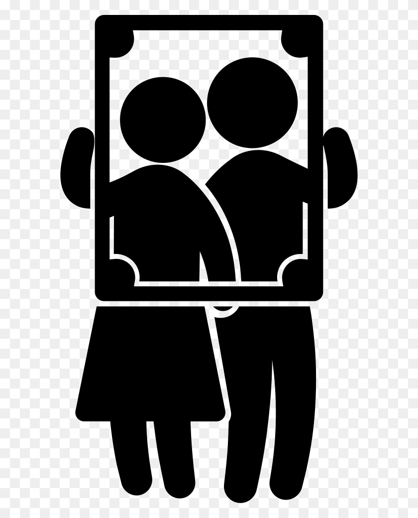 598x980 Couple Portrait With Frame Portraits Icon, Stencil, Hand HD PNG Download