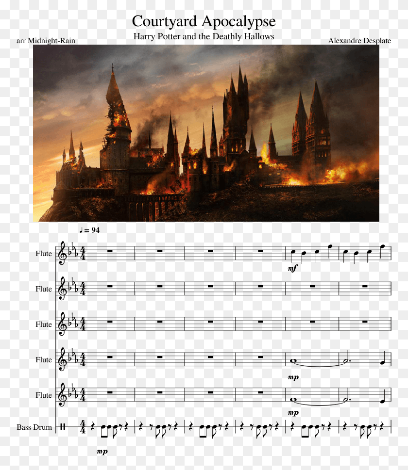 773x909 Descargar Png Courtyard Apocalypse Harry Potter Hogwarts Destroyed, Spire, Tower, Architecture Hd Png