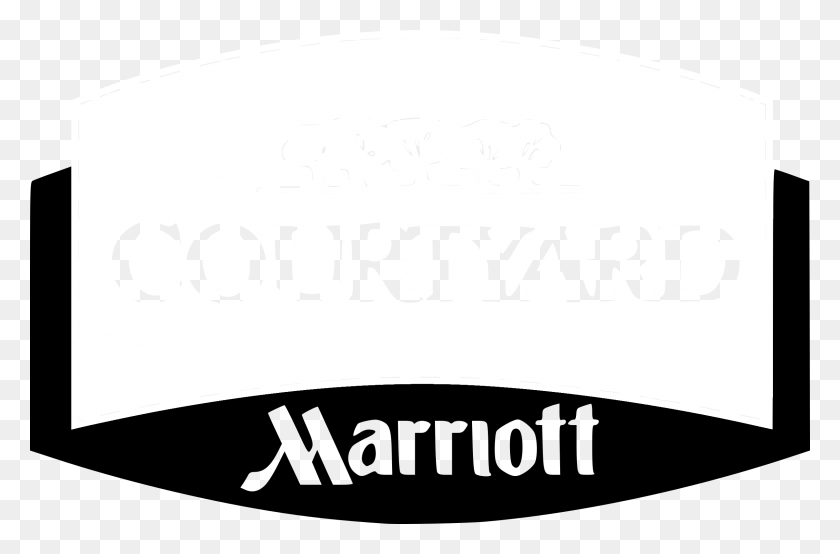 2400x1523 Логотип Courtyard By Marriott Черно-Белое Изображение Courtyard By Marriott, Этикетка, Текст, Наклейка, Hd Png Скачать