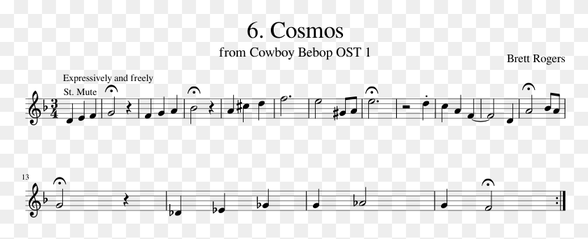 777x282 Cowboy Bebop Cosmos Trumpet Notes On Happy Birthday, Gray, World Of Warcraft HD PNG Download