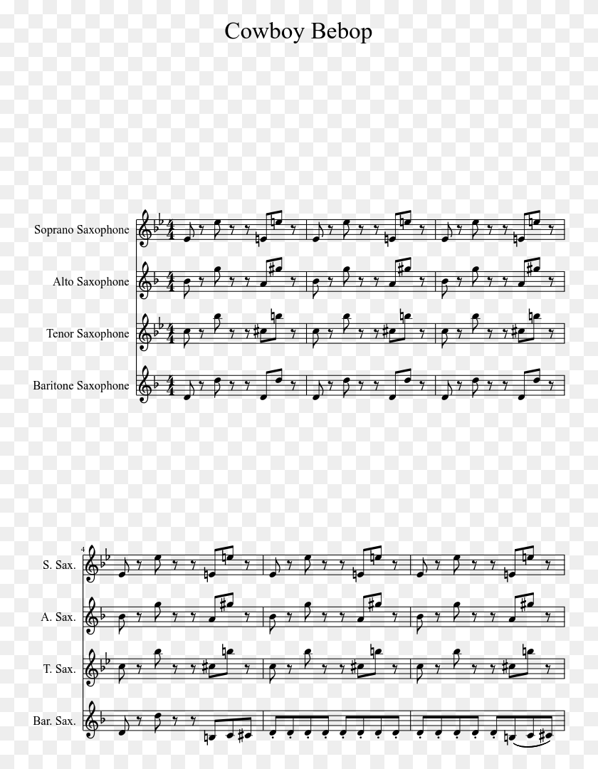 749x1020 Cowboy Bebop Sheet Music 1 Of 15 Pages All Star French Horn, Gray, World Of Warcraft HD PNG Download