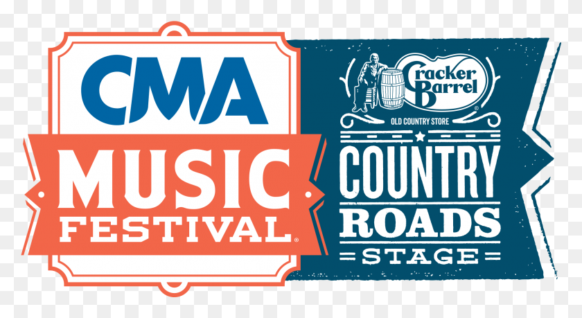 1945x997 Descargar Png Cracker Barrel Country Roads Stage Logo Nashville Cma Music Festival, Texto, Publicidad, Cartel Hd Png