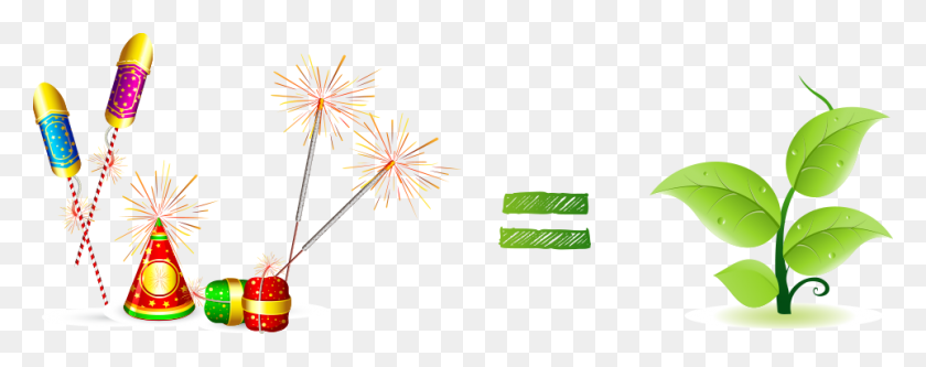 962x337 Cracker Clipart Diwali Firework Pencil And In Color Green Diwali, Nature, Outdoors, Fireworks HD PNG Download