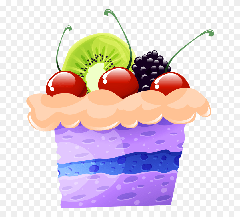660x700 Craft Images Yandex Disk Cupcake Clip Art Crack Fruit Cake Cartoon, Plant, Food, Birthday Cake Hd Png Скачать