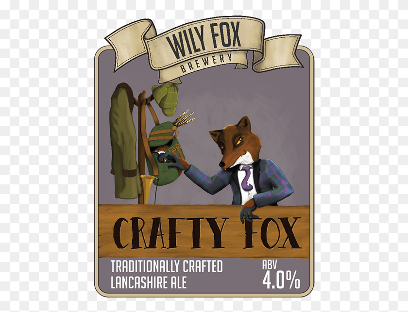 456x583 Crafty Fox Pump Clip Beer Name From The Wily Fox Brewery Cartoon, Advertisement, Poster, Flyer HD PNG Download
